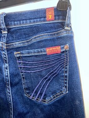 7 For All Mankind Dojo Dark Blue Denim Jeans with Red Tab